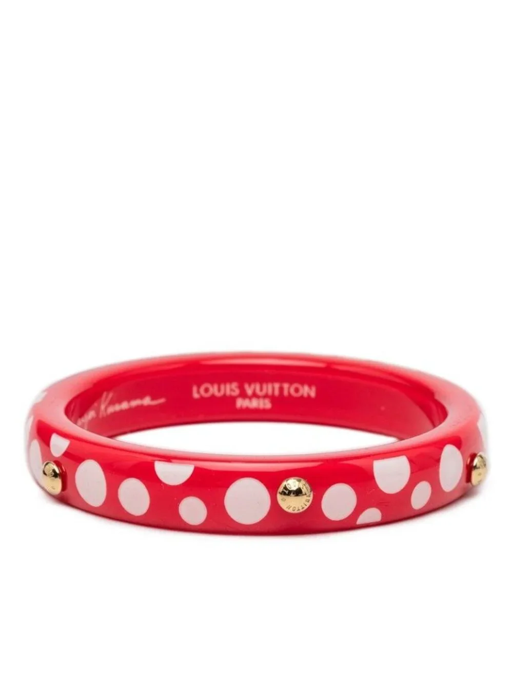 Louis Vuitton Yayoi Kusama LV Yk Bracelet Dot Infinity Bangle Red White Plastic